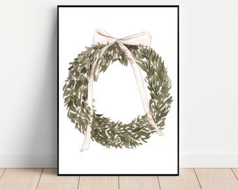 Winter Wreath Printable Art, Winter Wreath, Winter Art Print, Digital Download, Downloadable Art, Minimalist Wall Art, Winter Decor, Neutral