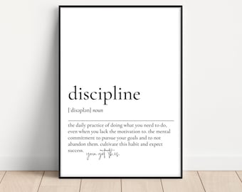 Discipline Definition Print, Printable Wall Art, Inspirational Saying, Motivational Office Print, Office Wall Decor, Instant Download