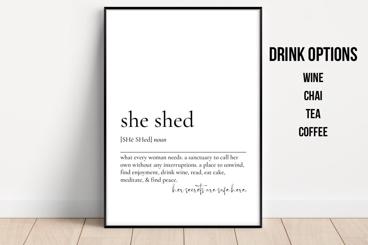 She Def She Shed Definition Print, Printable Wall Art, She Shed Sign, Wall Art ...