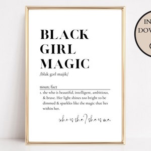 Black Girl Magic Definition, Girls Room Decor, Kids Room Decor, Black Girl Wall Art, Nursery Wall Art, Kids Affirmations, Digital Art image 3