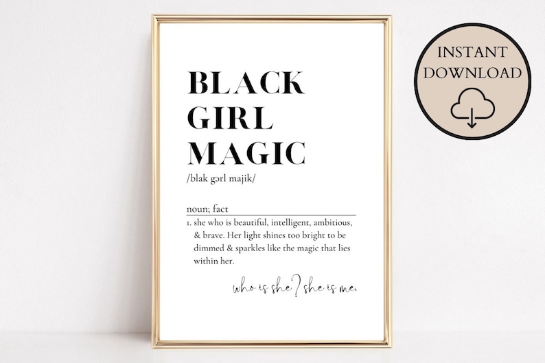 Black Girl Magic Definition, Girls Room Decor, Kids Room Decor, Black Girl Wall Art, Nursery Wall Art, Kids Affirmations, Digital Art image 3