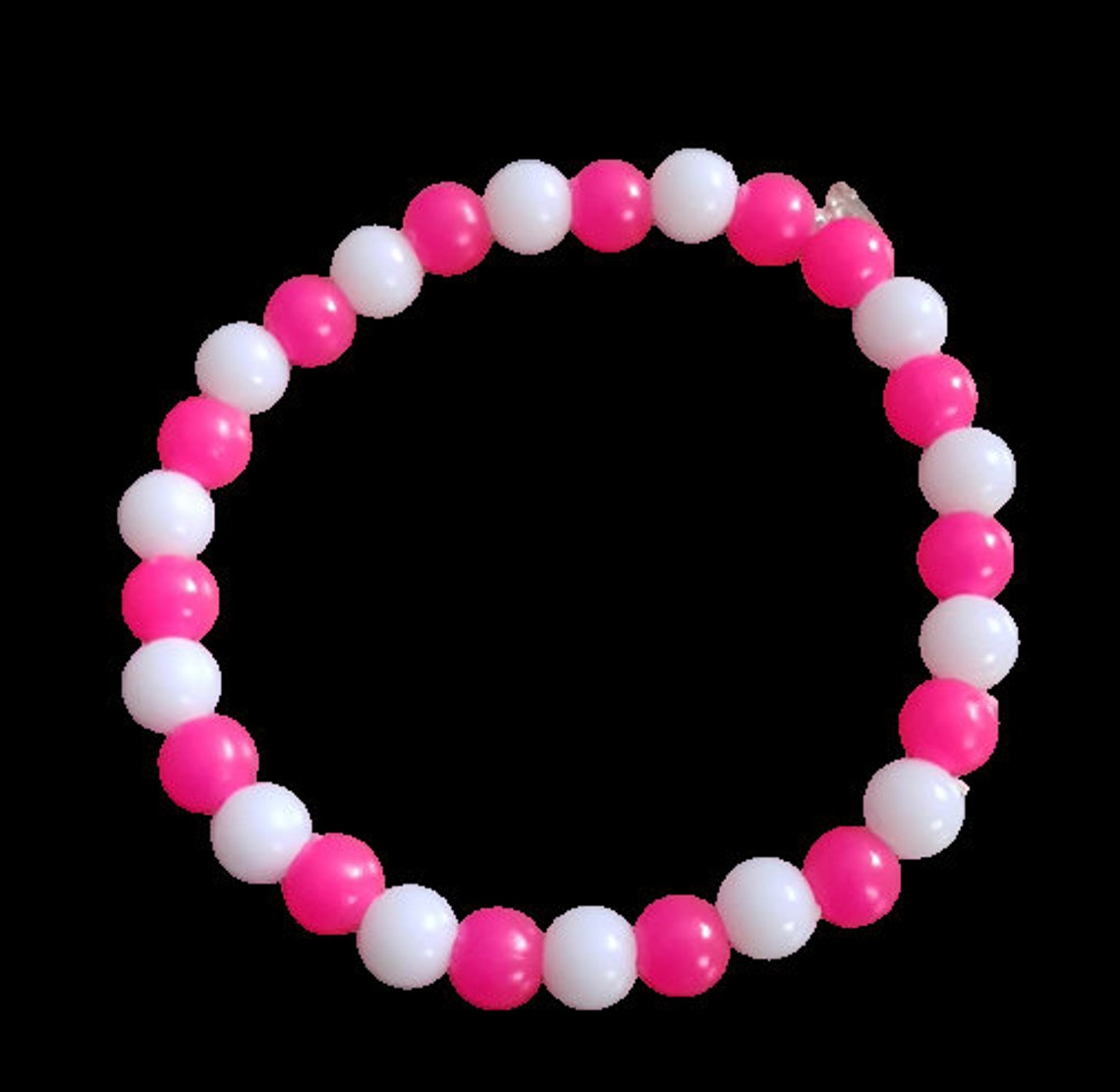 White and pink bead bracelet Etsy