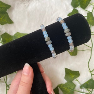 Opalite (man made crystal), Aura Gray Agate, and Labradorite Bracelet *please read description*