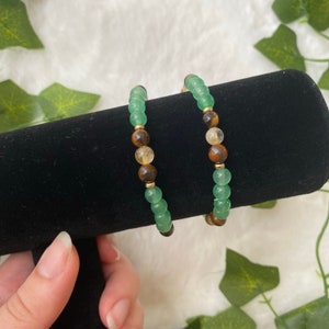 Green Aventurine, Tiger&#39;s Eye and Citrine (heat treated amethyst) Bracelet with gold spacers *please read description*