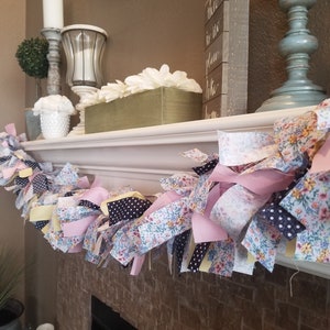 5&#39; Rag Garland / Spring Garland / Farmhouse Garland / Easter / Summer / Mother&#39;s Day / Nursery Garland / Pastel Garland / Birthday