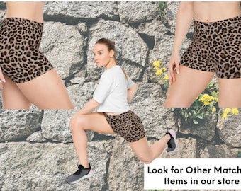 Leopard Print Moisture Wicking Shorts - Comfy Stylish Leopard Shorts - Animal Print - Women's Shorts (AOP)