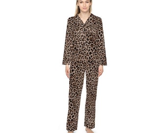 Leopard Print Satin Pajamas Cheetah Animal Print Ladies Pjs Women s Satin Pajamas Etsy Canada