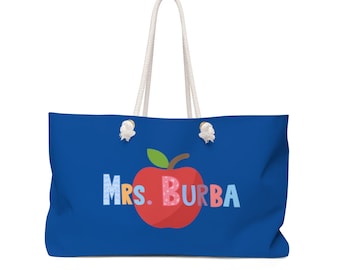 PERSONALIZED Teacher Name - Teacher Tote Bag - School Icons - Back to School Teacher Gift - Weekender Bag