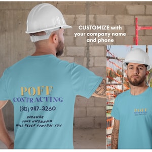 Camisa engraçada de contratante (POFF) – Personalize a empresa – Porque seu marido não vai terminar – Camiseta unissex de algodão pesado