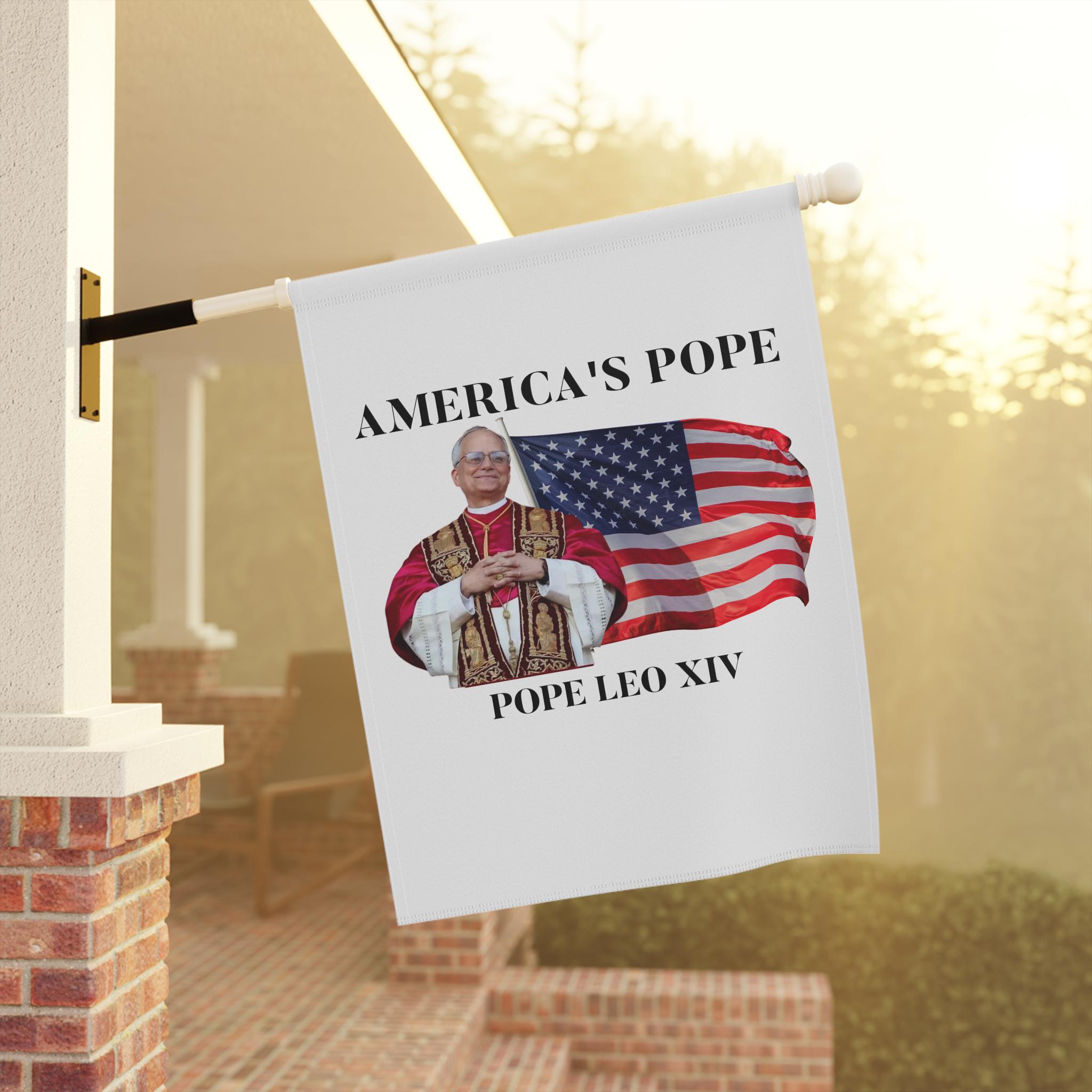 Flag Banner, America's Pope, Pope Leo XIV, Catholic Church Decor, Religious Wall Art, Outdoor Garden Decoration