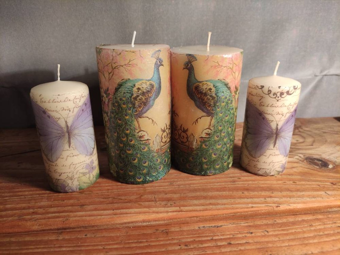 Decorative candles peacock Etsy