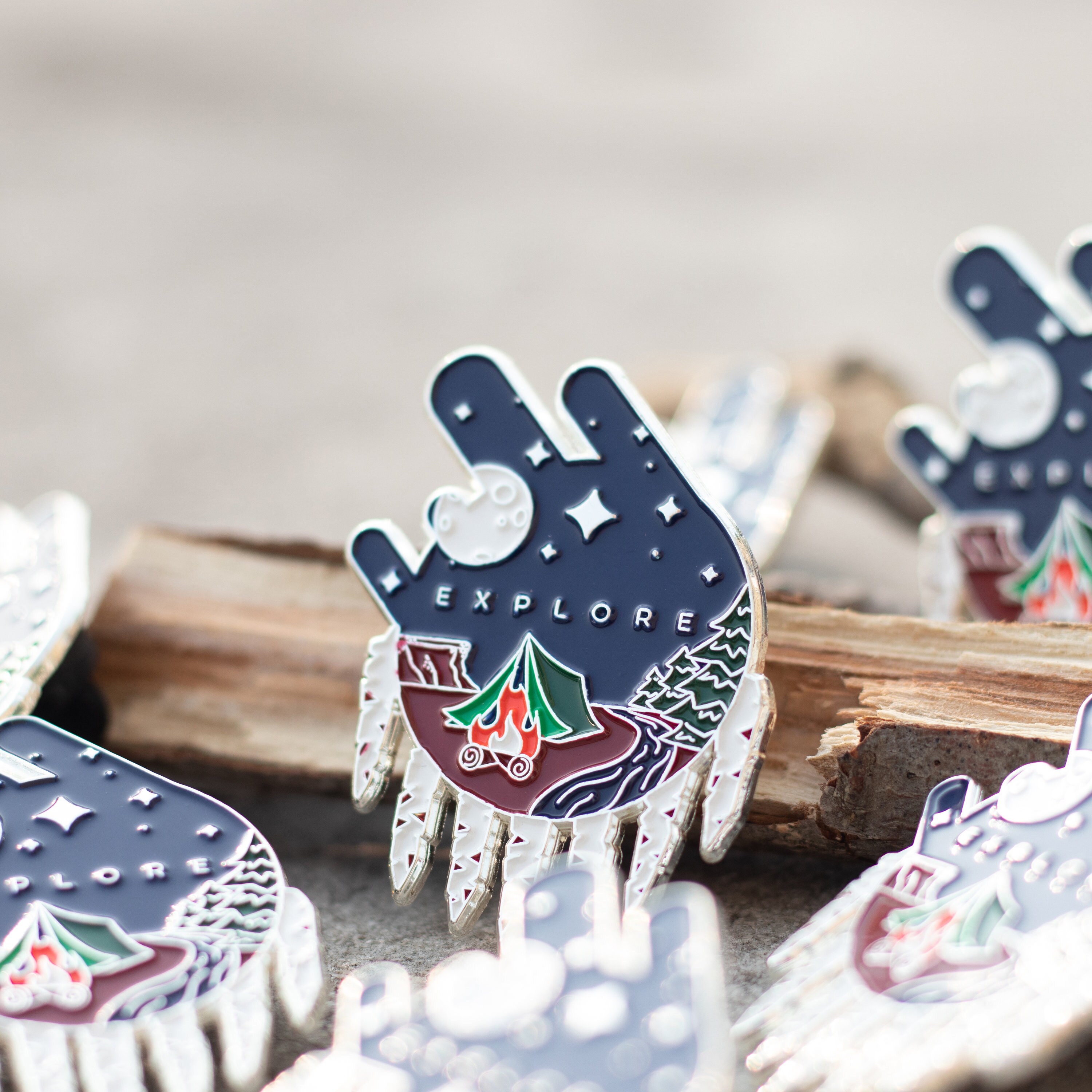 Explore Enamel Pins / Camping Backpacking Hiking Lapel Pin / Moon Stars ...