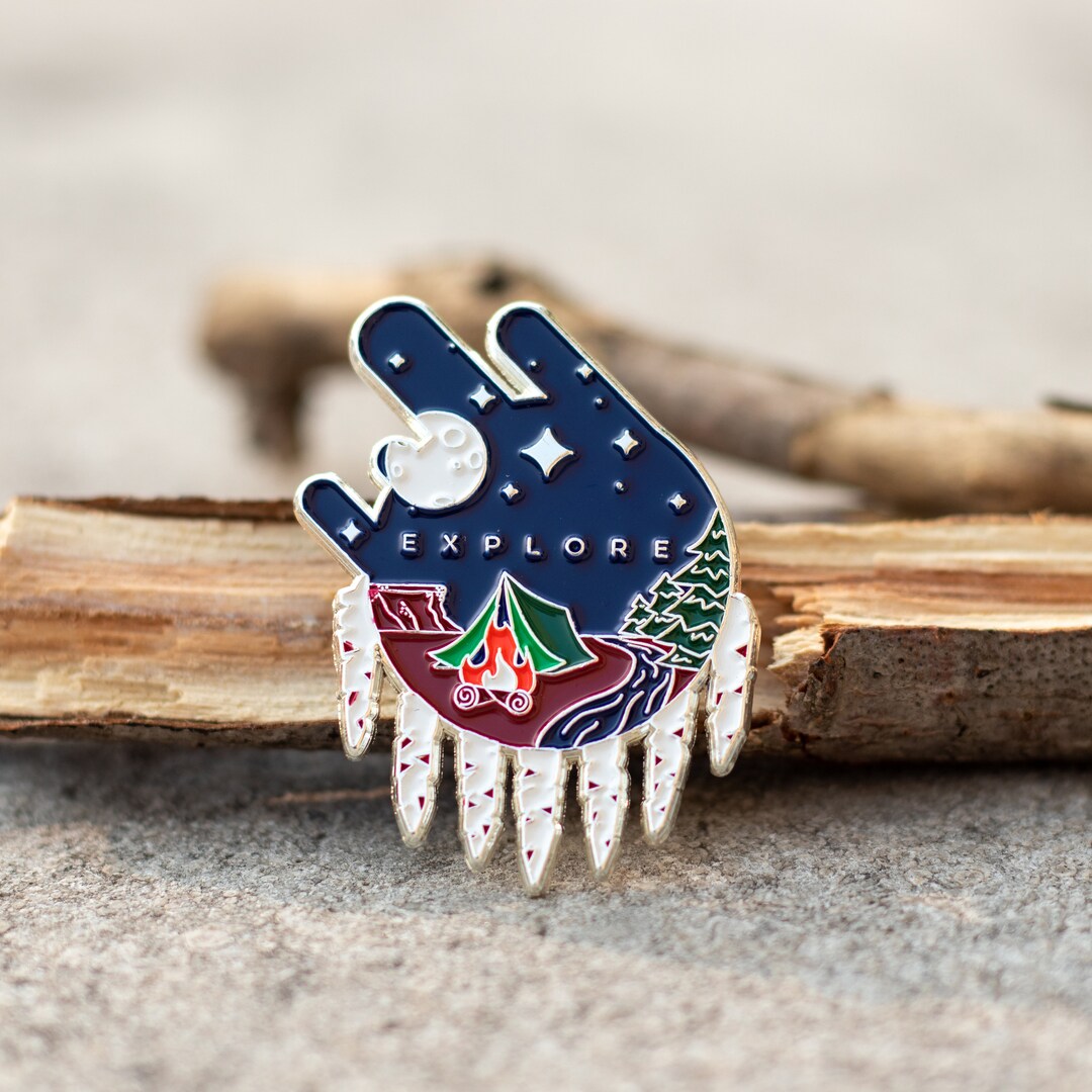 Explore Enamel Pins / Camping Backpacking Hiking Lapel Pin / Moon Stars ...
