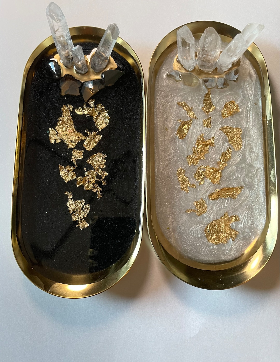 7in Gold & White/black Resin Jewelry Tray Jewelry Dish Trinket Tray Etsy