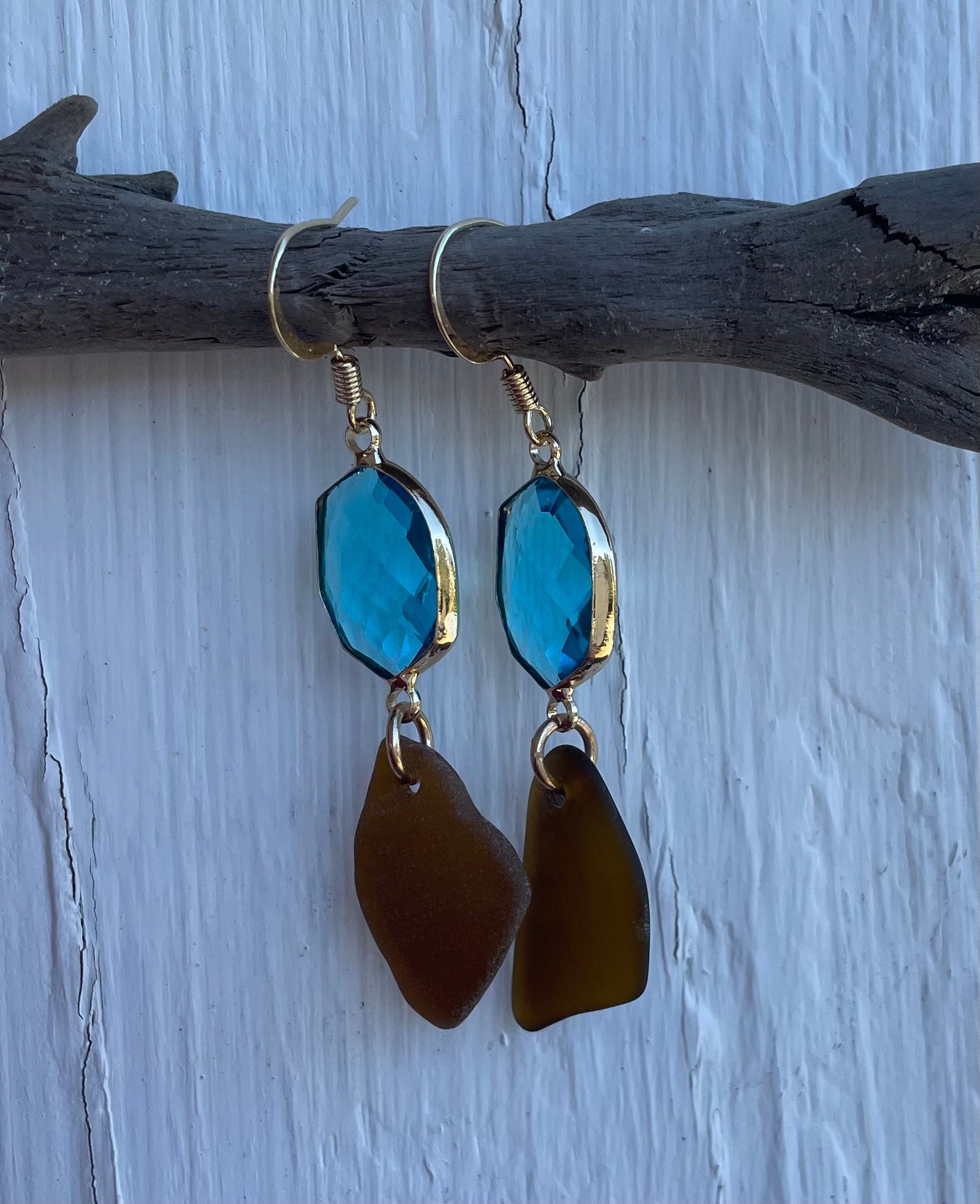 Handmade Outer Banks Brown Sea Glass Earrings Etsy