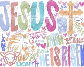 Easter Digital Design Jesus Love PNG Easter Shirt Design Cross PNG Jesus Design Easter Design