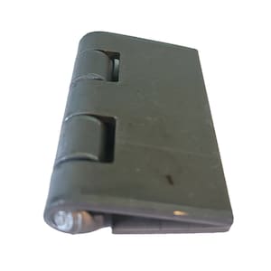 May include: A heavy-duty steel hinge with two barrel-shaped pins. The hinge is designed for use with heavy doors or gates.