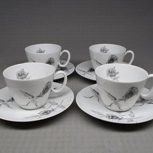 Rosenthal jet rose four cup and four saucers , Continental China Germany Raymond Loewy design (1230)