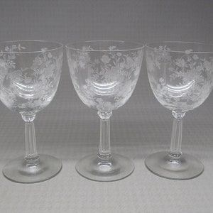 Fostoria Bouquet Set of Three Etched Water Goblet Glasses , Stem 6033 Etch  342 . 1949-1972 (1046) - Etsy