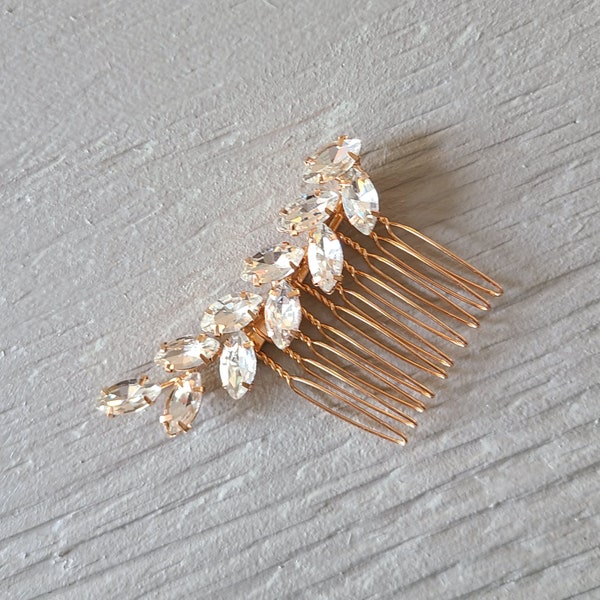O2 Rhinestone Bridal Comb Rose Gold Prom Party Comb Wedding Comb Bride Hair Piece Simple Hair Accessory Carly