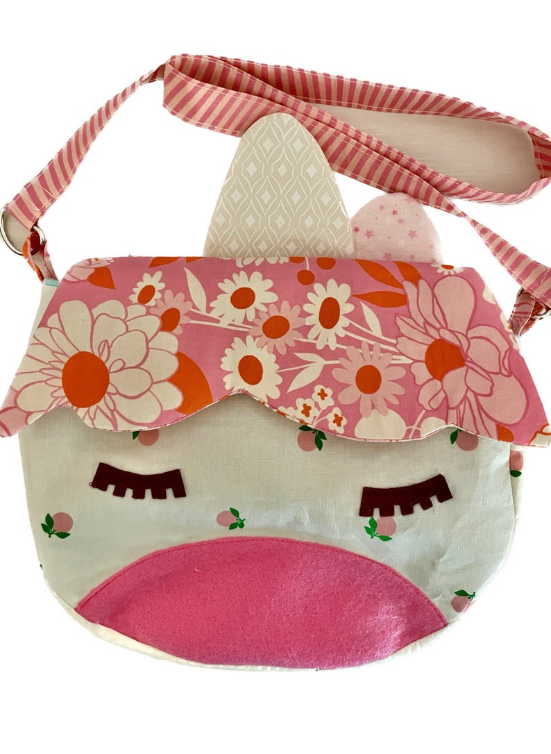 Unicorn purse for kids Tangerine and flower