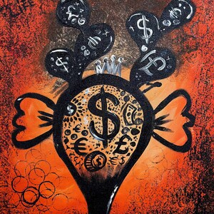 Money is life 3 painting Doodle Wall Art Money painting Money abstract art Dollar painting
