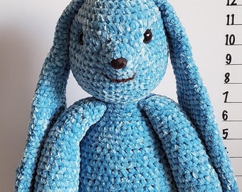 13" Blue Long Ear Bunny /Crochet Stuffed Animal/Handmade Stuffed Animal /Newborn Gift/Baby Shower Gift/Custom Baby Gift/