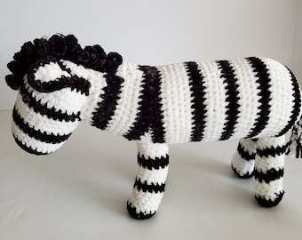 Black/White Zebra /Crochet Stuffed Animal/Handmade Stuffed Animal /Newborn Gift/Baby Shower Gift/Custom Baby Gift/