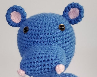 Blue Hippo /Crochet Animal farci /Handmade Stuffed Animal /Newborn Cadeau/Baby Shower Cadeau/Cadeau de bébé personnalisé/