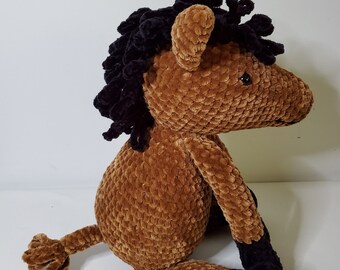 9" brown/black Horse Toy/Crochet Stuffed Animal/Handmade /Newborn Gift/Baby Shower Gift/Custom Baby Gift/Stuffed Animal/