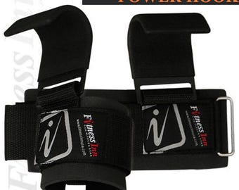 Gewichtheber Haken Stange Riemen Gym Power Training Greifling Klimmzugstange - PAAR