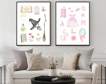Wicked Broadway Musical Inspired Glinda and Elphaba Digital Prints | Home Decor | Digital File