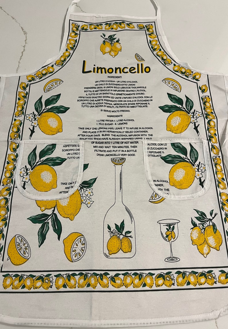 Limoncello Apron Apron with Lemons Limoncello Recipe Homemade Limoncello Maker Italian gifts Sorrento Amalfi Coast Lemon image 5