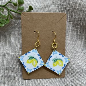 Lemon Earrings Ceramic Tile Inspired