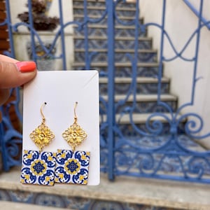 Tile Earrings | Wooden Tile Earrings | Inspired Italian Tiles | Italian Jewelry | Light Weight Dangle Earrings
