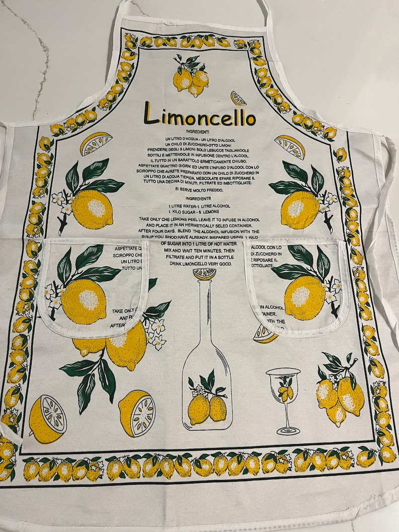 Limoncello Apron Apron with Lemons Limoncello Recipe Homemade Limoncello Maker Italian gifts Sorrento Amalfi Coast Lemon image 2