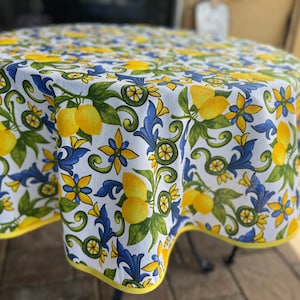 Lemon Round Tablecloth Made in Italy