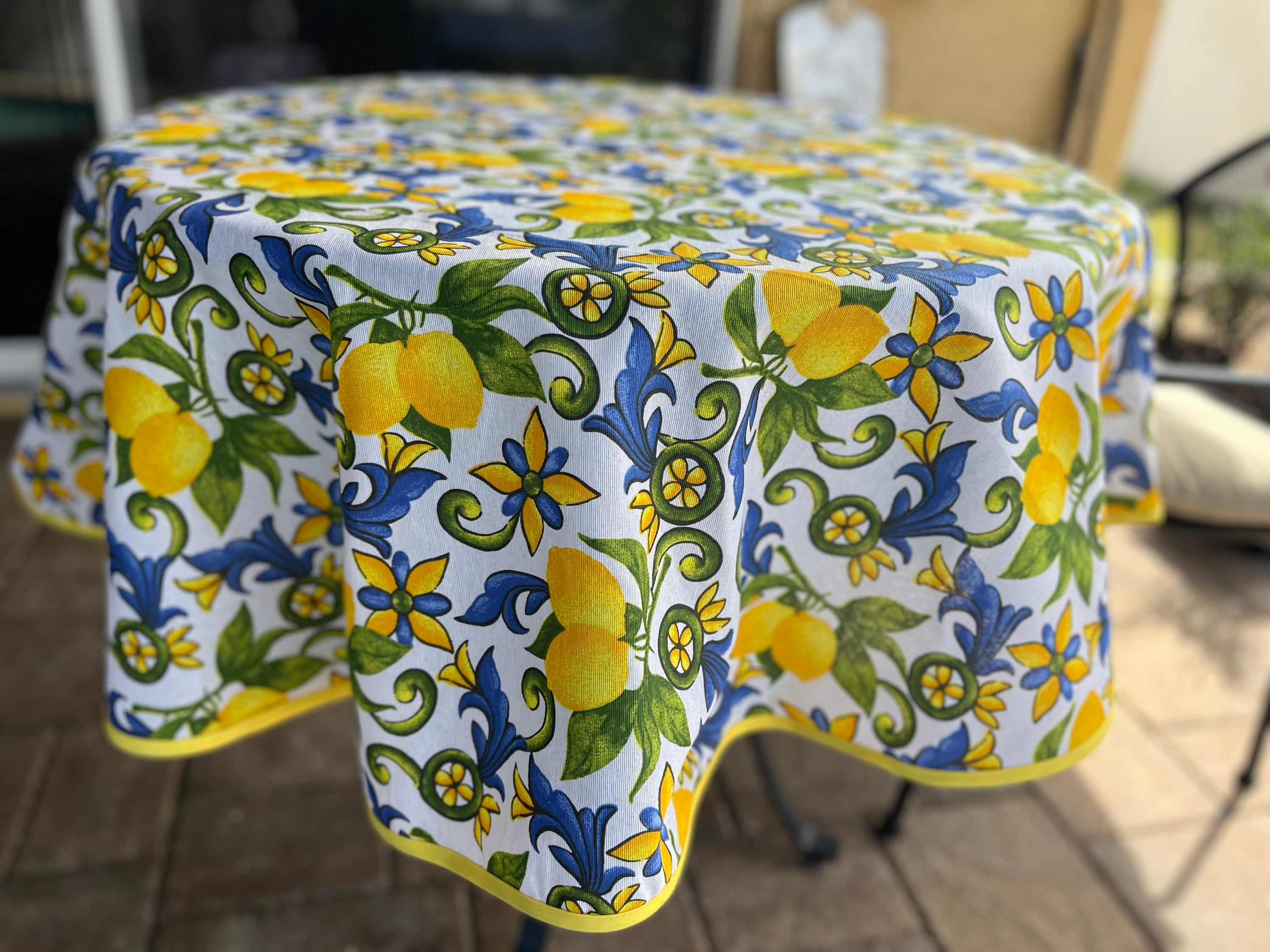 Nappe citron Nappes italiennes Tissu de carreaux de majolique