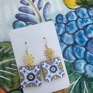 Majolica Tile Earrings | Ceramic Inspired Earrings | Light Weight Earrings | Italian Inspired Tiles | Italian Jewelry