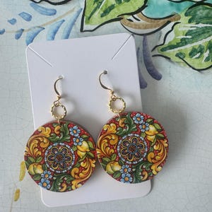 Lemon Earrings | Ceramic Tile Inspired | Wooden Tile Earrings | Light Weight Earrings