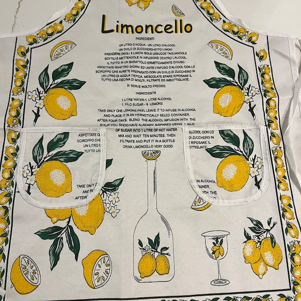 Limoncello Apron | Apron with Lemons | Limoncello Recipe | Homemade Limoncello Maker | Italian gifts | Sorrento Amalfi Coast Lemon