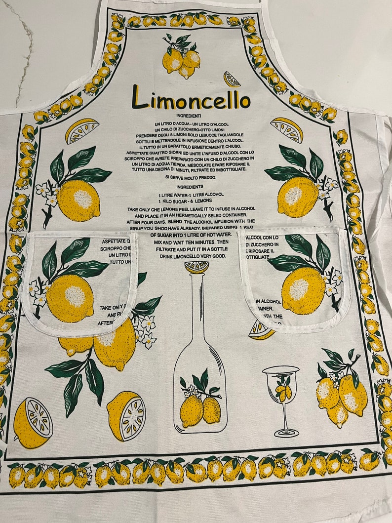 Limoncello Apron Apron with Lemons Limoncello Recipe Homemade Limoncello Maker Italian gifts Sorrento Amalfi Coast Lemon image 1