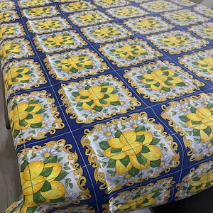 Lemon Tablecloth Italian Majolica Tile Made in Italy