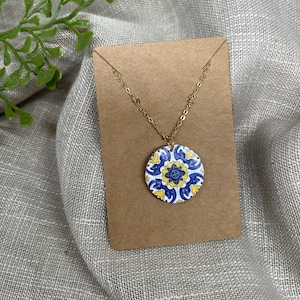 Italian Majolica Tile Wooden Necklace Ceramic Inspired Sorrento Amalfi Coast