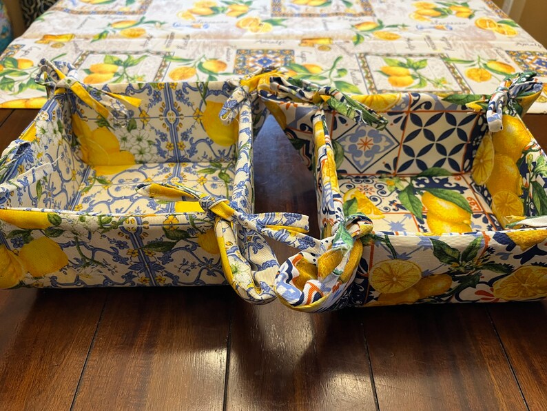 Italian Tile Bread Basket Made in Italy 100 Cotton Etsy