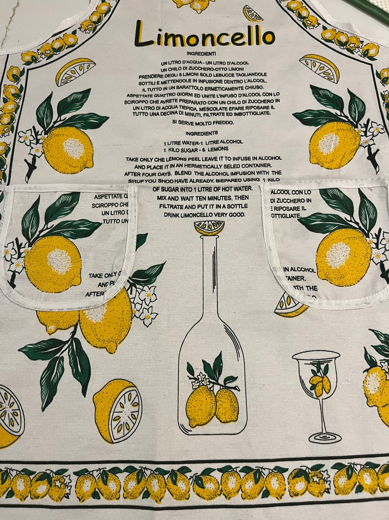 Limoncello Apron Apron with Lemons Limoncello Recipe Homemade Limoncello Maker Italian gifts Sorrento Amalfi Coast Lemon image 3