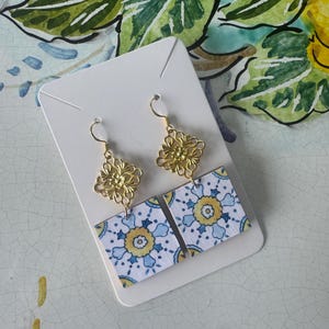 Tile Earrings | Wooden Tile Earrings | Inspired Italian Tiles | Italian Jewelry | Light Weight Dangle Earrings