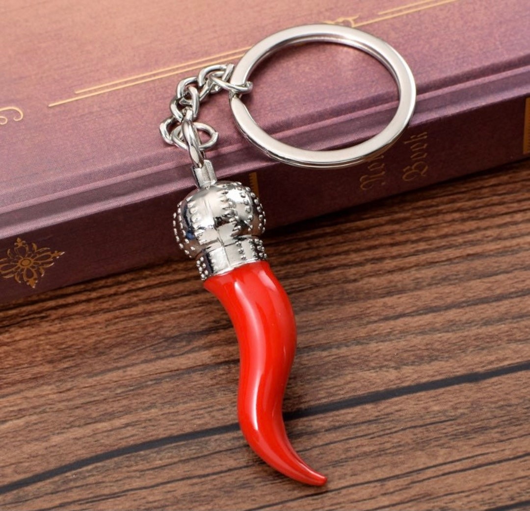 Italian Horn Keychain Napoletano Malocchio Portafortuna Red Horn Cornicello Amuleto