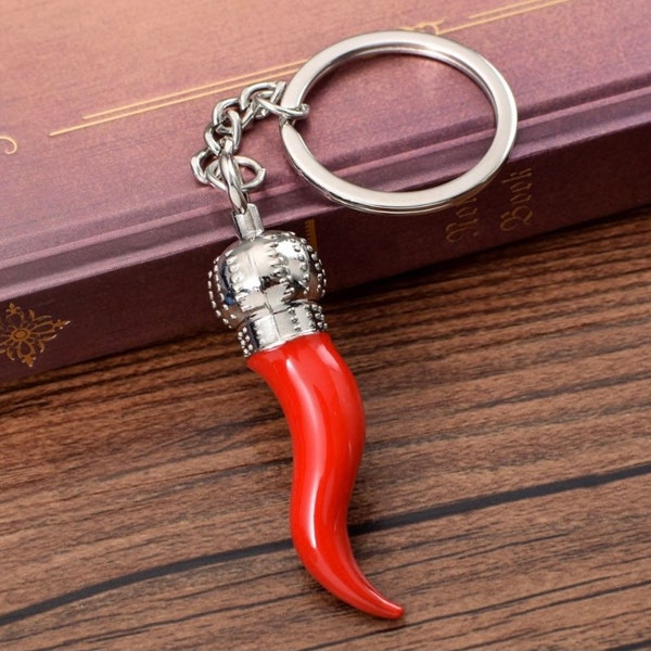 Italian Horn Keychain | Cornetto napoletano | Malocchio Portafortuna | Red Horn | Cornicello Amuleto | Italian Gifts | Good Lucy Charm