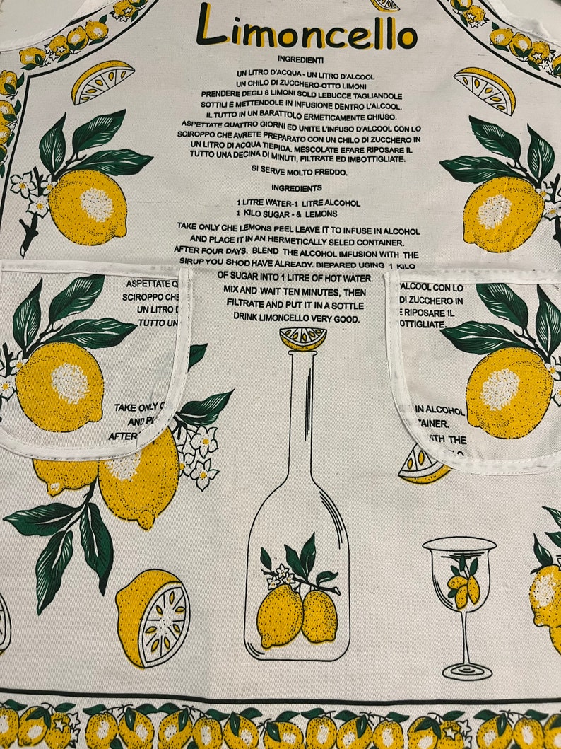 Limoncello Apron Apron with Lemons Limoncello Recipe Homemade Limoncello Maker Italian gifts Sorrento Amalfi Coast Lemon image 4